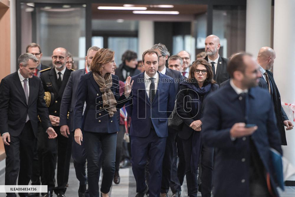 Sebastien Lecornu during a visit at DNEF and the National and DVNI - Romainville