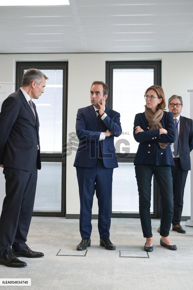 Sebastien Lecornu during a visit at DNEF and the National and DVNI - Romainville