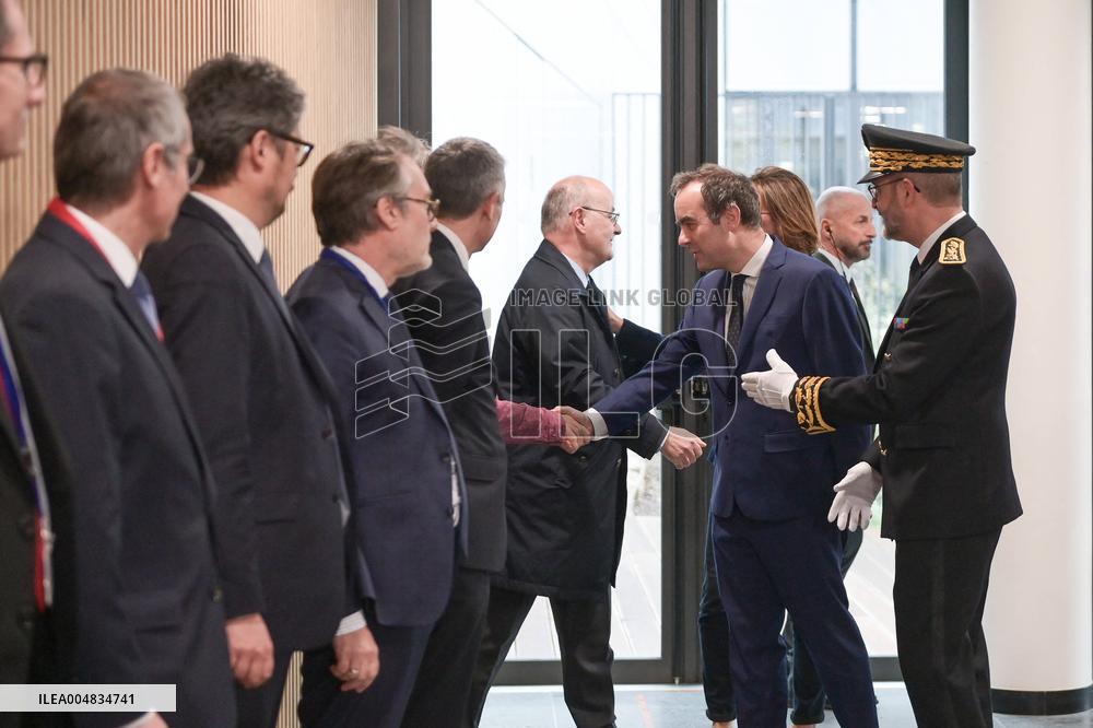 Sebastien Lecornu during a visit at DNEF and the National and DVNI - Romainville