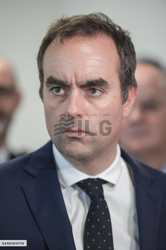 Sebastien Lecornu during a visit at DNEF and the National and DVNI - Romainville