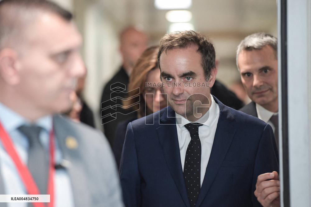 Sebastien Lecornu during a visit at DNEF and the National and DVNI - Romainville