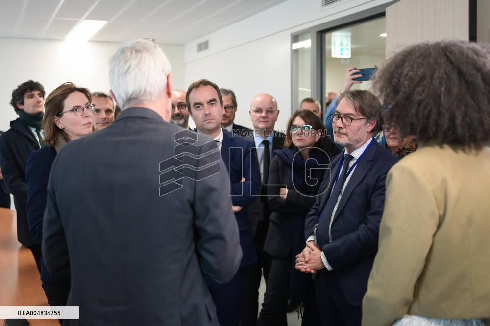Sebastien Lecornu during a visit at DNEF and the National and DVNI - Romainville