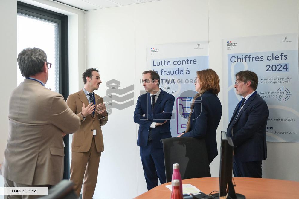 Sebastien Lecornu during a visit at DNEF and the National and DVNI - Romainville