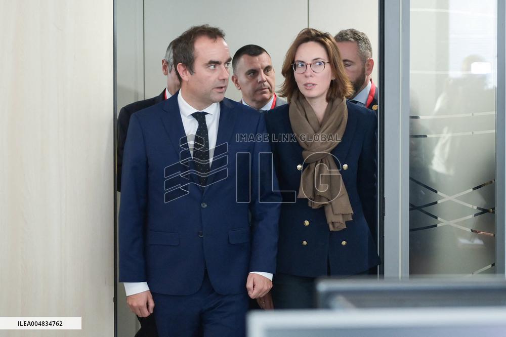 Sebastien Lecornu during a visit at DNEF and the National and DVNI - Romainville