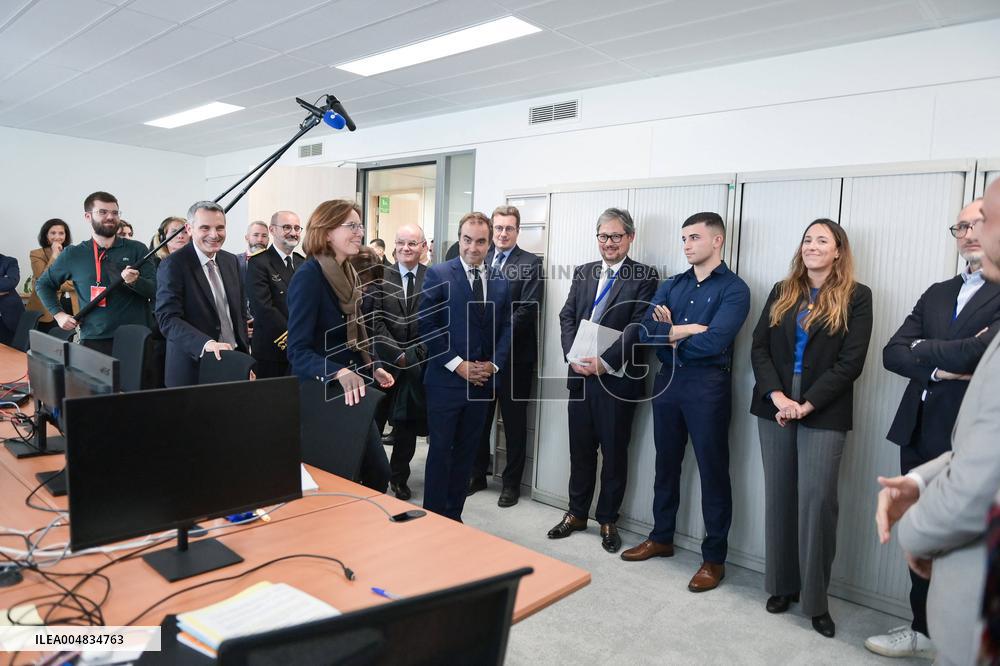 Sebastien Lecornu during a visit at DNEF and the National and DVNI - Romainville