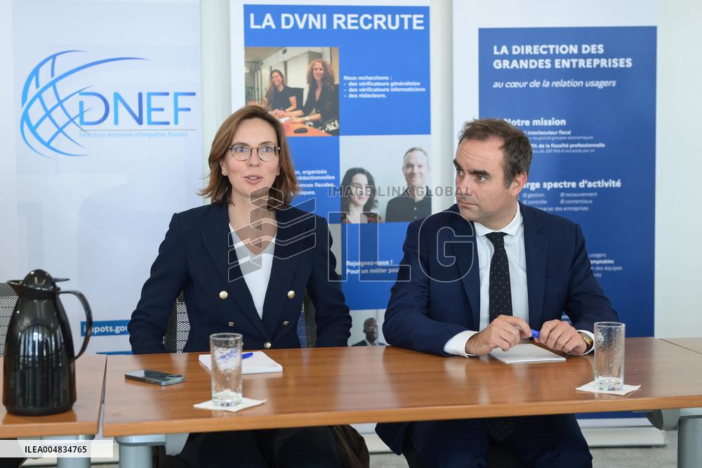 Sebastien Lecornu during a visit at DNEF and the National and DVNI - Romainville