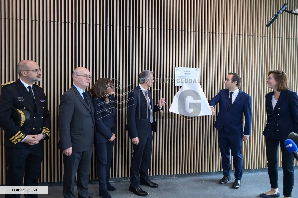 Sebastien Lecornu during a visit at DNEF and the National and DVNI - Romainville