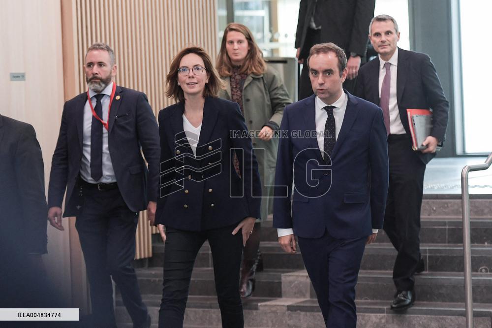 Sebastien Lecornu during a visit at DNEF and the National and DVNI - Romainville