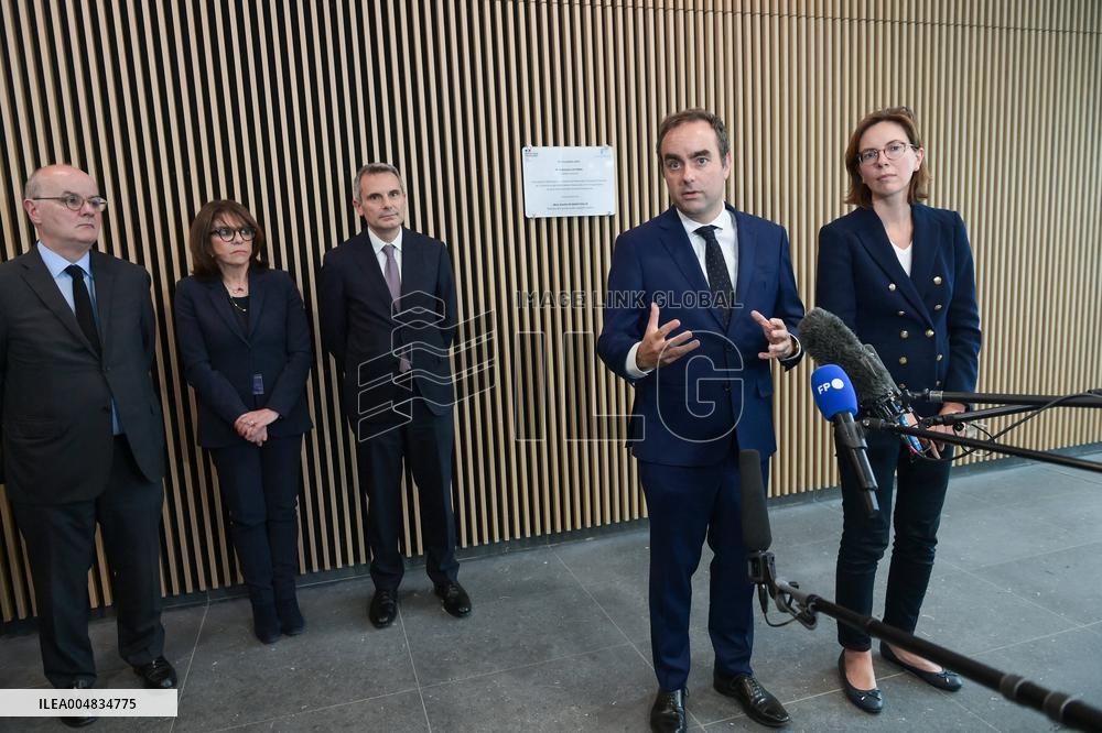 Sebastien Lecornu during a visit at DNEF and the National and DVNI - Romainville