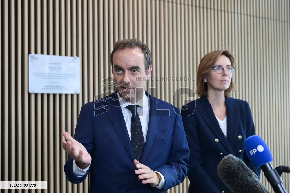 Sebastien Lecornu during a visit at DNEF and the National and DVNI - Romainville