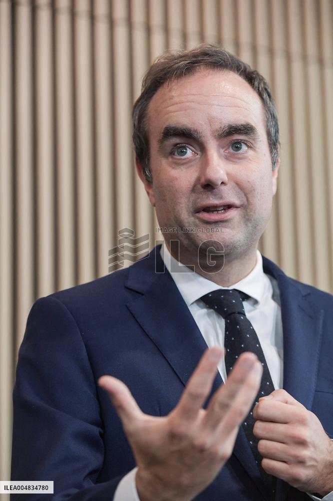 Sebastien Lecornu during a visit at DNEF and the National and DVNI - Romainville