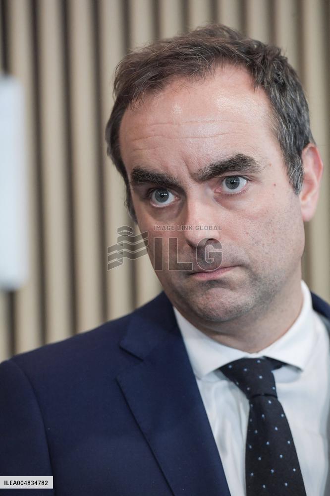 Sebastien Lecornu during a visit at DNEF and the National and DVNI - Romainville