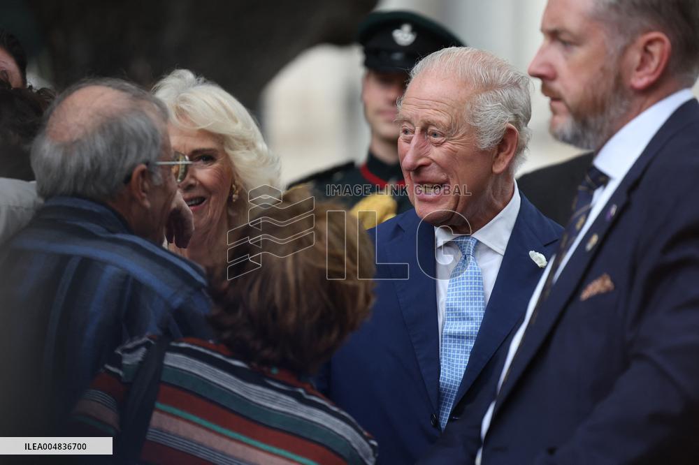 Religion: King Charles III of England and Queen Camilla leave St. Paul's Basilica