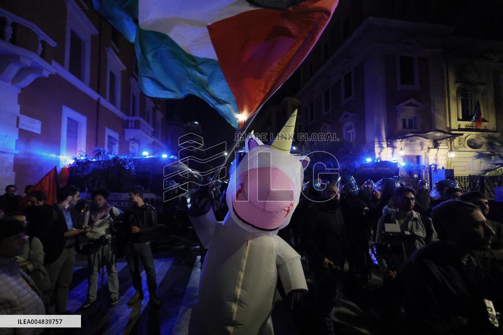 Pro-Palestinian Protest At Israeli Embassy - Rome