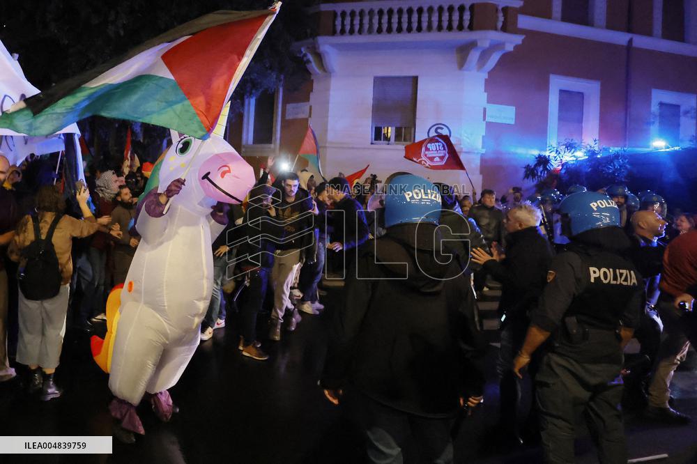 Pro-Palestinian Protest At Israeli Embassy - Rome