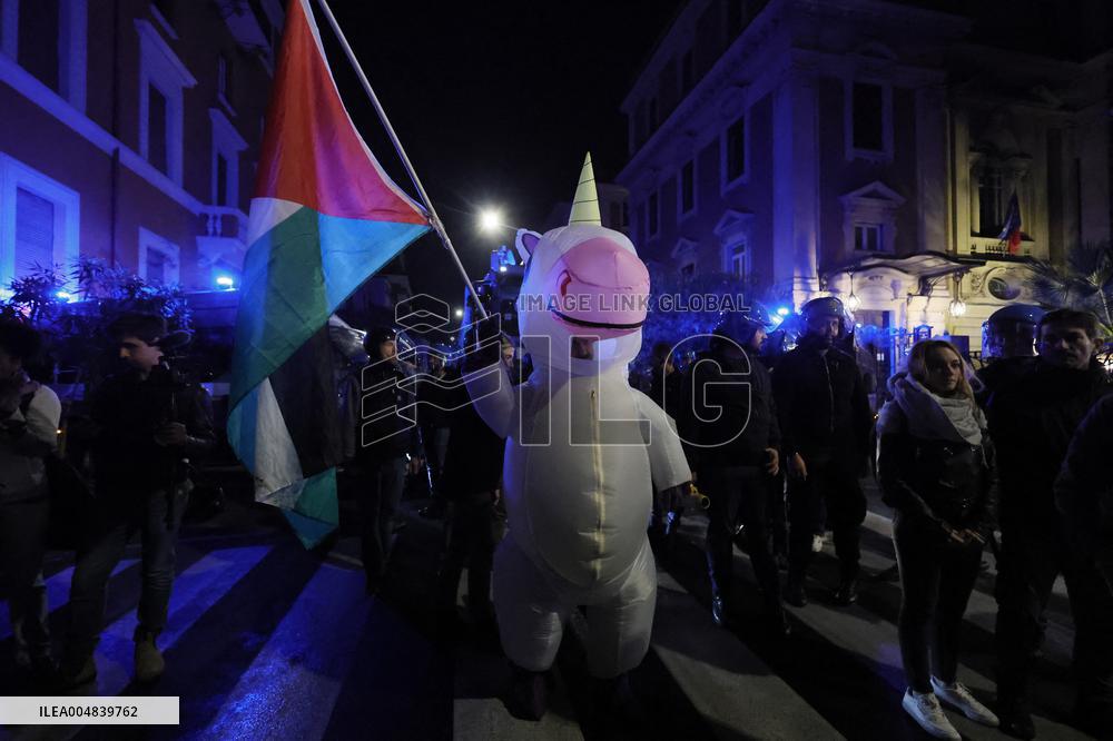 Pro-Palestinian Protest At Israeli Embassy - Rome