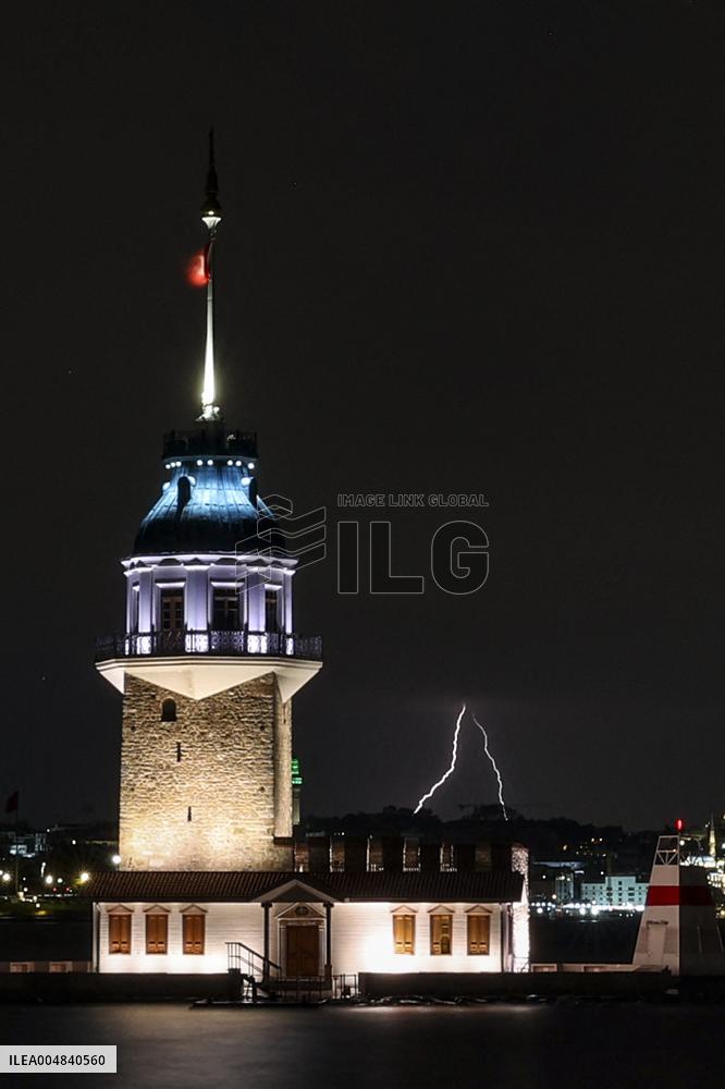 Lighting Strikes Illustrations During Nightime - Istanbul
