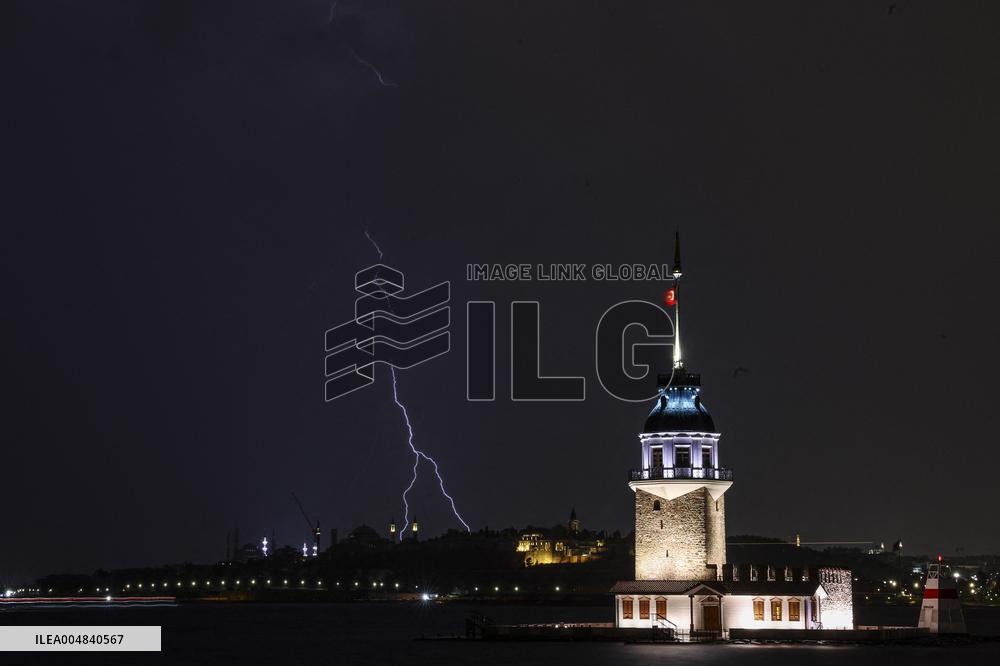 Lighting Strikes Illustrations During Nightime - Istanbul