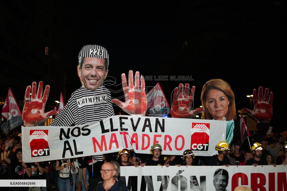 Protest Against Mazon's Management During The Dana - Spain