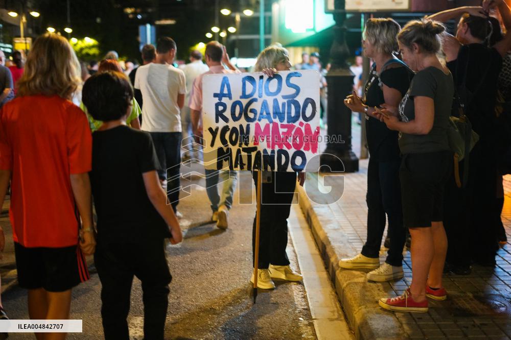 Protest Against Mazon's Management During The Dana - Spain