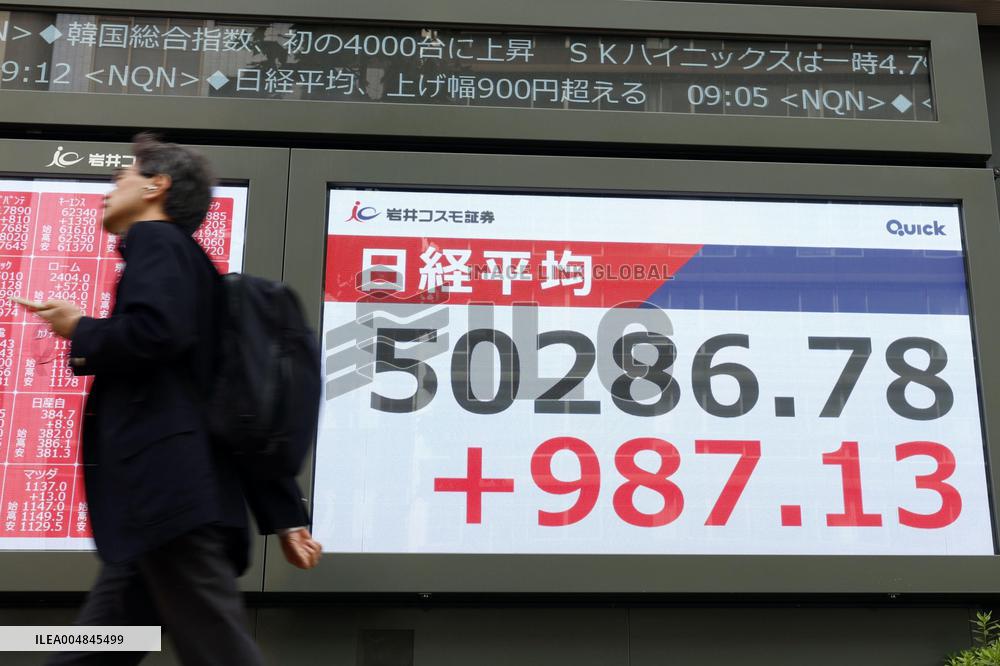 Nikkei stock index tops 50,000 for 1st time