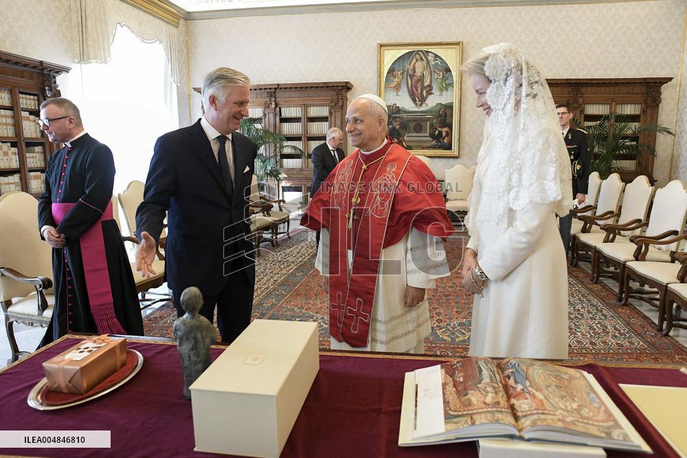 Pope Leo XIV Meets Philippe And Mathilde of Belgium - Vatican