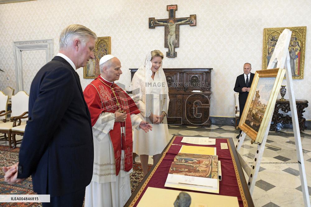 Pope Leo XIV Meets Philippe And Mathilde of Belgium - Vatican