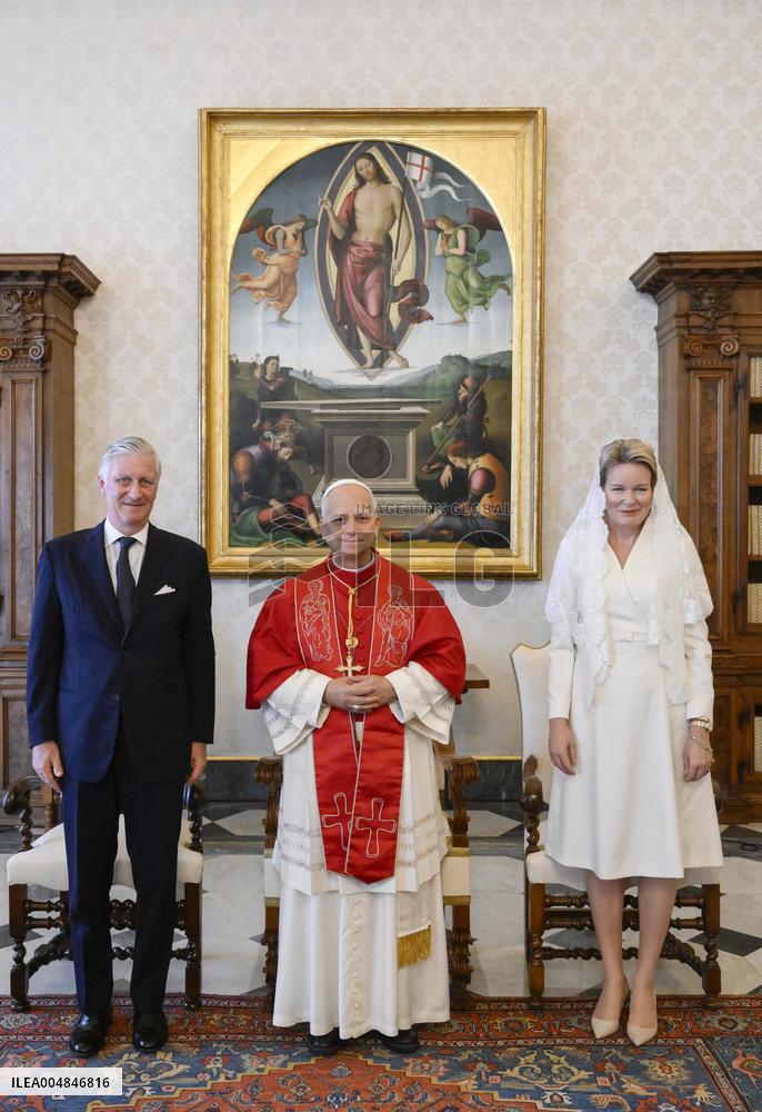 Pope Leo XIV Meets Philippe And Mathilde of Belgium - Vatican