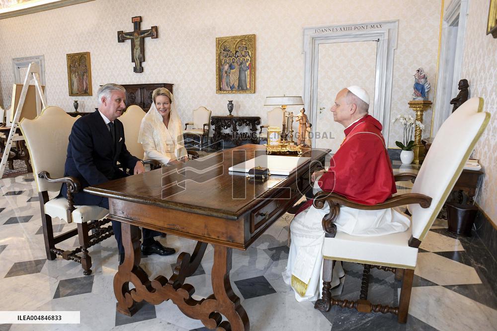 Pope Leo XIV Meets Philippe And Mathilde of Belgium - Vatican