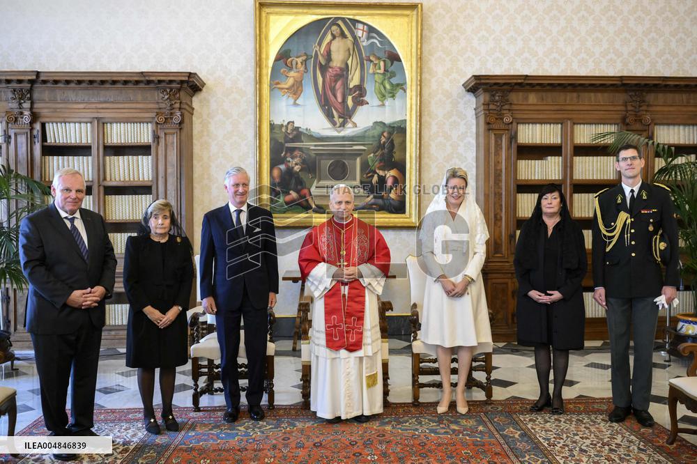 Pope Leo XIV Meets Philippe And Mathilde of Belgium - Vatican