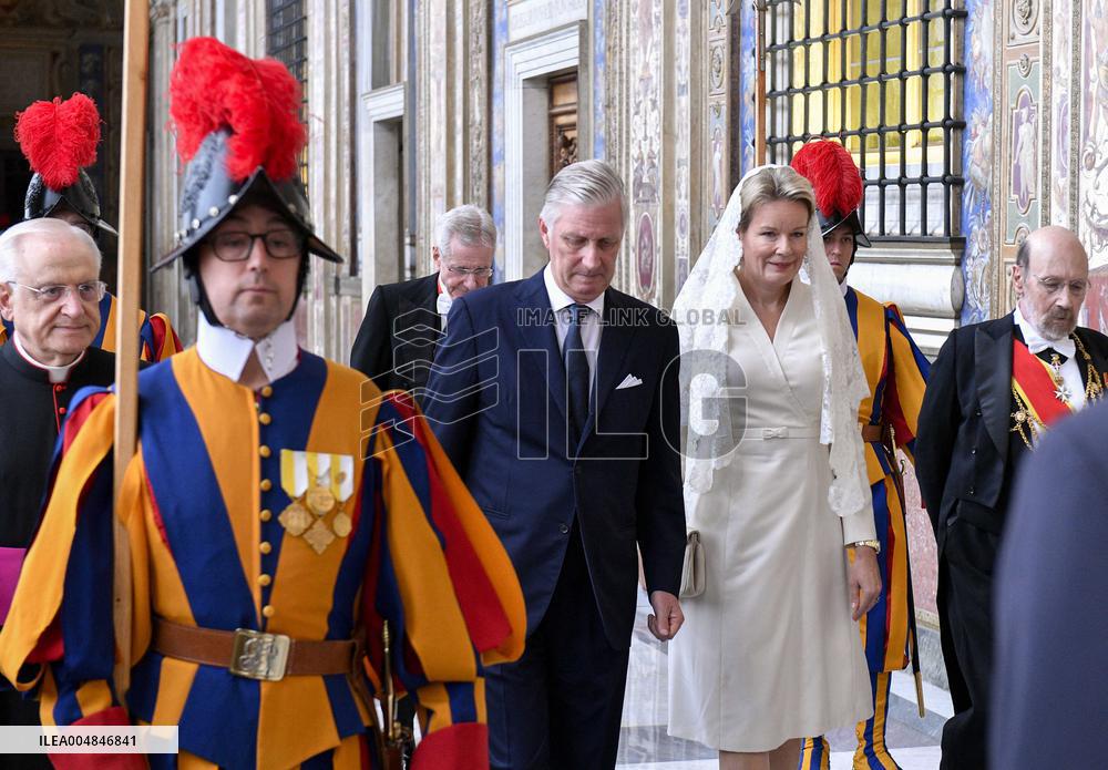 Pope Leo XIV Meets Philippe And Mathilde of Belgium - Vatican