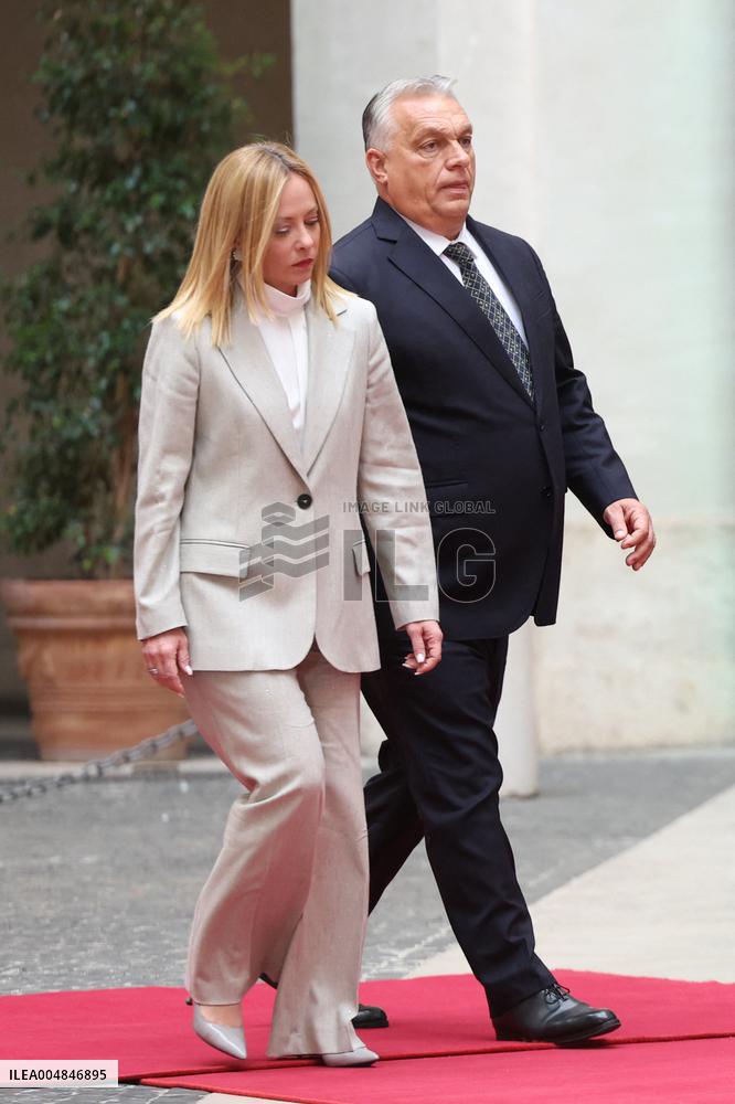 Geogia Meloni Meets With Hungarian PM Viktor Orban - Rome