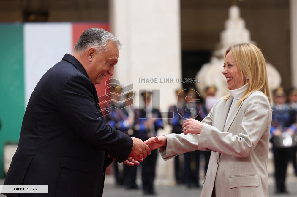 Geogia Meloni Meets With Hungarian PM Viktor Orban - Rome
