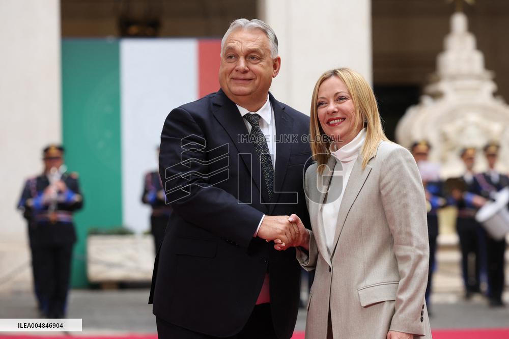 Geogia Meloni Meets With Hungarian PM Viktor Orban - Rome