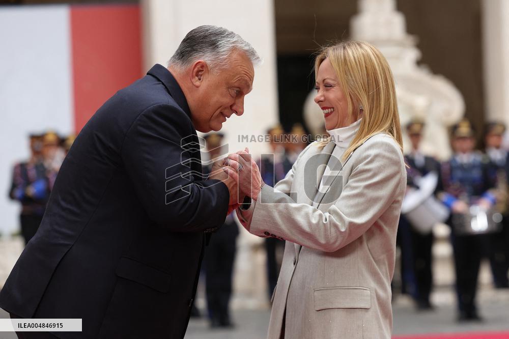 Geogia Meloni Meets With Hungarian PM Viktor Orban - Rome