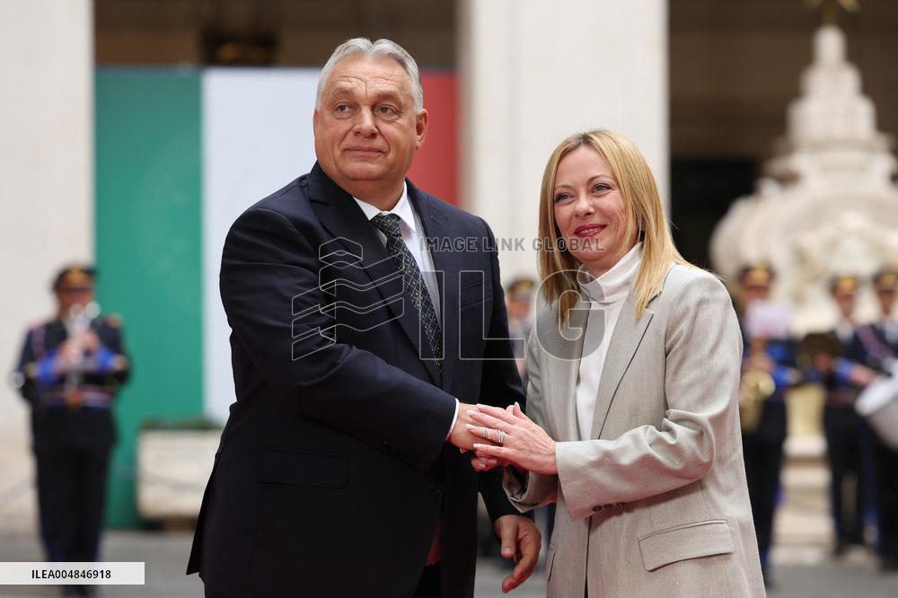 Geogia Meloni Meets With Hungarian PM Viktor Orban - Rome