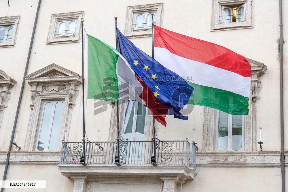 Geogia Meloni Meets With Hungarian PM Viktor Orban - Rome