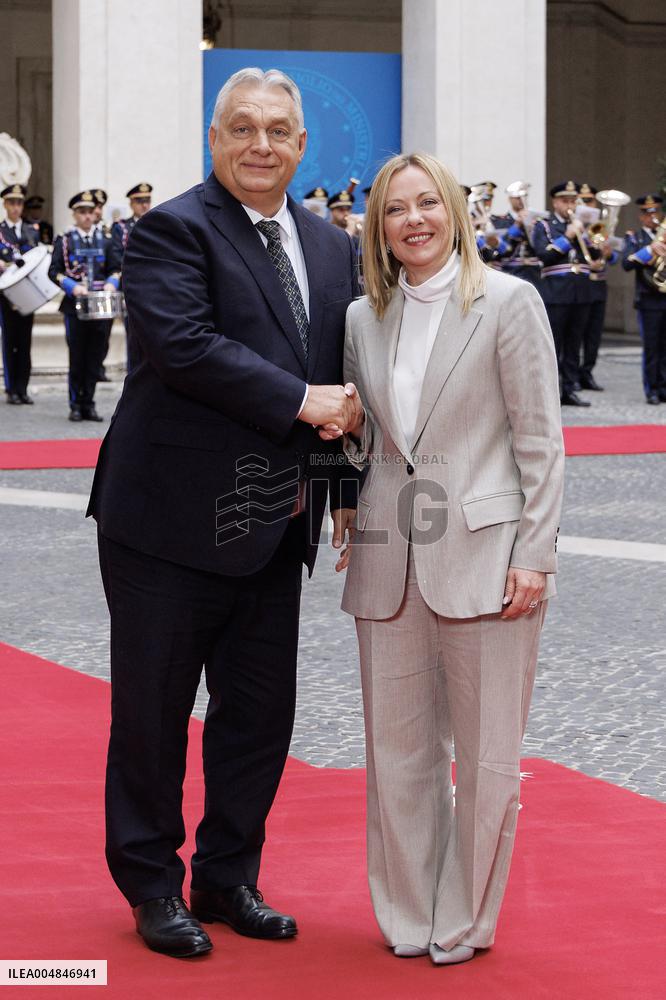 Geogia Meloni Meets With Hungarian PM Viktor Orban - Rome