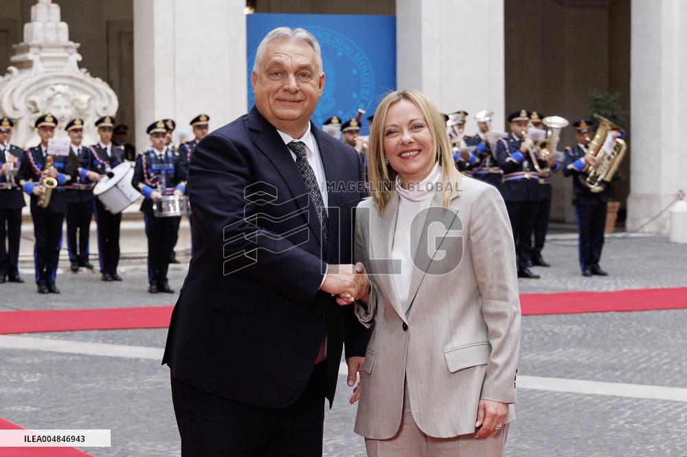 Geogia Meloni Meets With Hungarian PM Viktor Orban - Rome