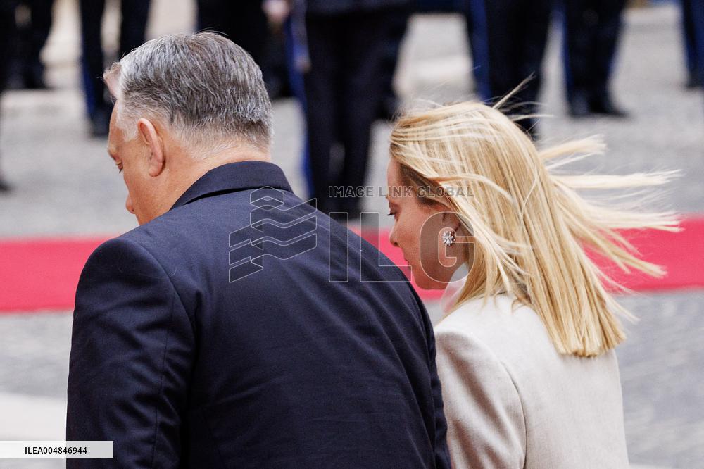 Geogia Meloni Meets With Hungarian PM Viktor Orban - Rome