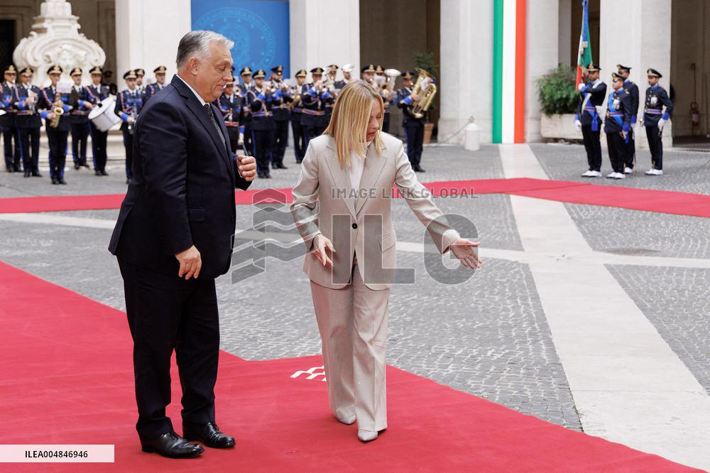 Geogia Meloni Meets With Hungarian PM Viktor Orban - Rome