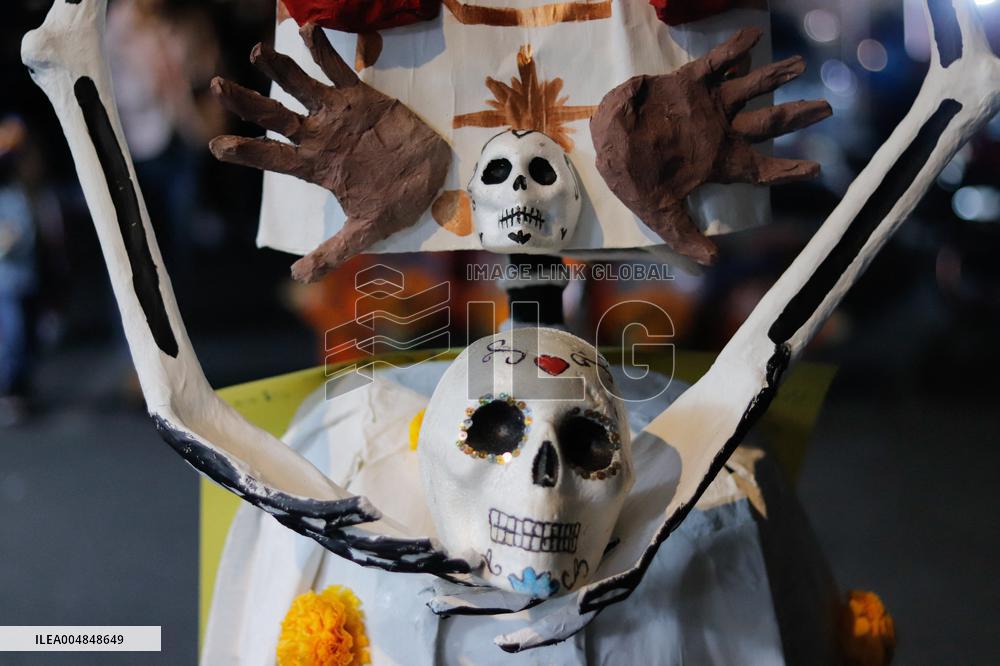 Cardboard Skulls Decorate Tlahuac Streets - Mexico City