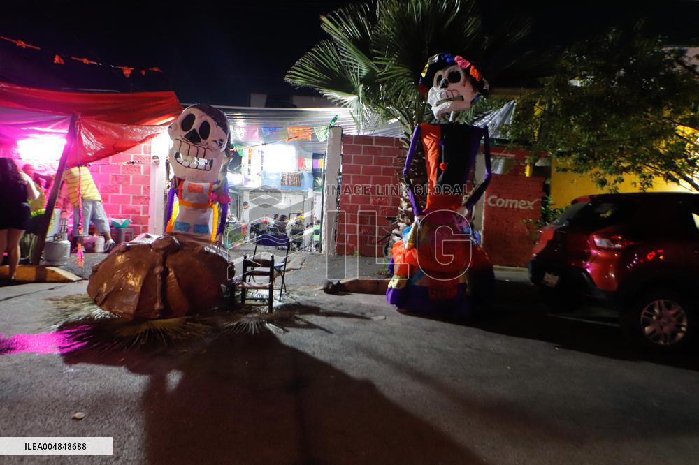 Cardboard Skulls Decorate Tlahuac Streets - Mexico City