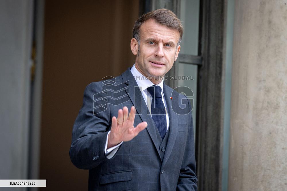 Emmanuel Macron welcomes Prince Rahim al-Hussaini, Aga Khan V at the Elysee Palace - Paris AJ