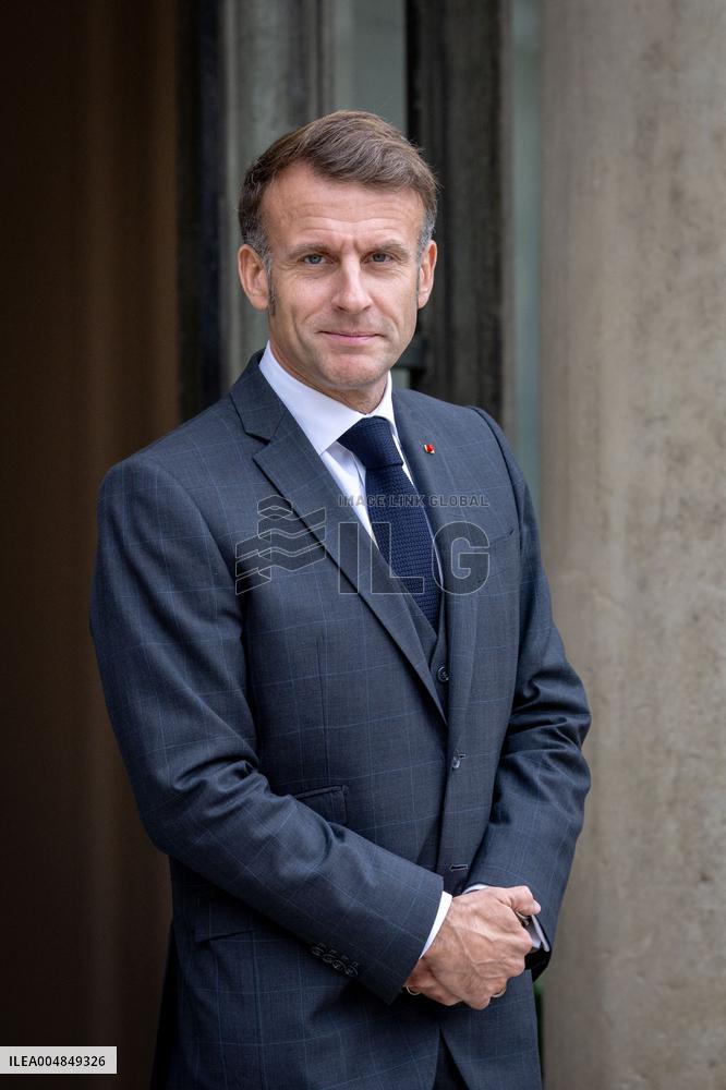 Emmanuel Macron welcomes Prince Rahim al-Hussaini, Aga Khan V at the Elysee Palace - Paris AJ