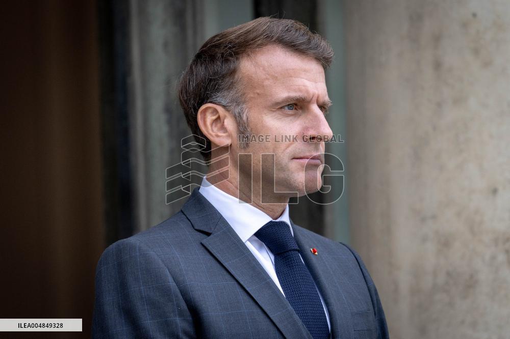 Emmanuel Macron welcomes Prince Rahim al-Hussaini, Aga Khan V at the Elysee Palace - Paris AJ