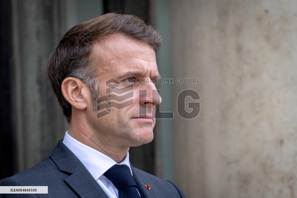 Emmanuel Macron welcomes Prince Rahim al-Hussaini, Aga Khan V at the Elysee Palace - Paris AJ