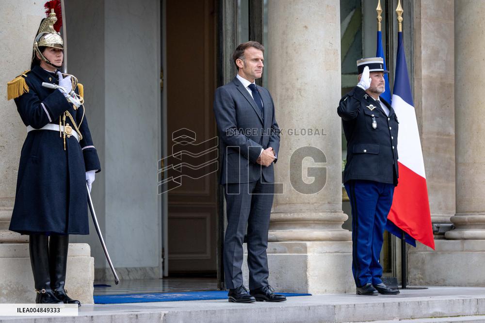 Emmanuel Macron welcomes Prince Rahim al-Hussaini, Aga Khan V at the Elysee Palace - Paris AJ