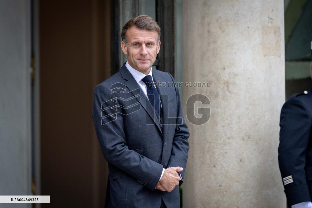 Emmanuel Macron welcomes Prince Rahim al-Hussaini, Aga Khan V at the Elysee Palace - Paris AJ