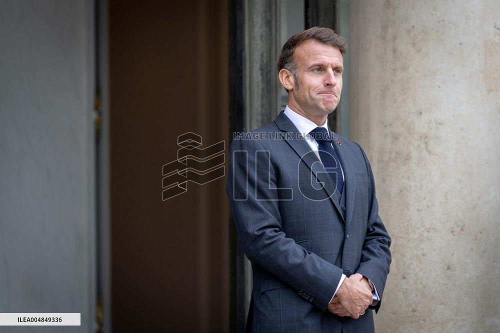 Emmanuel Macron welcomes Prince Rahim al-Hussaini, Aga Khan V at the Elysee Palace - Paris AJ